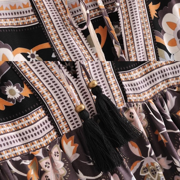 Vintage Boho Flowing Bohemian Long Shift Maxi - Picture 6 of 13